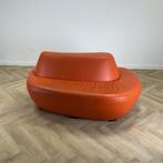 wachtkamerbank -  sofa, leer - oranje - Gratis Bezorging, Huis en Inrichting, Ophalen of Verzenden, Gebruikt