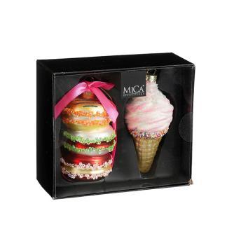 Dessert kerst ornament | Mica Decorations | Set van 2 (Glas), Diversen, Kerst, Nieuw, Verzenden