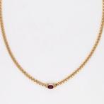 Halsketting - 14 karaat Geel goud Robijn - Diamant, Nieuw