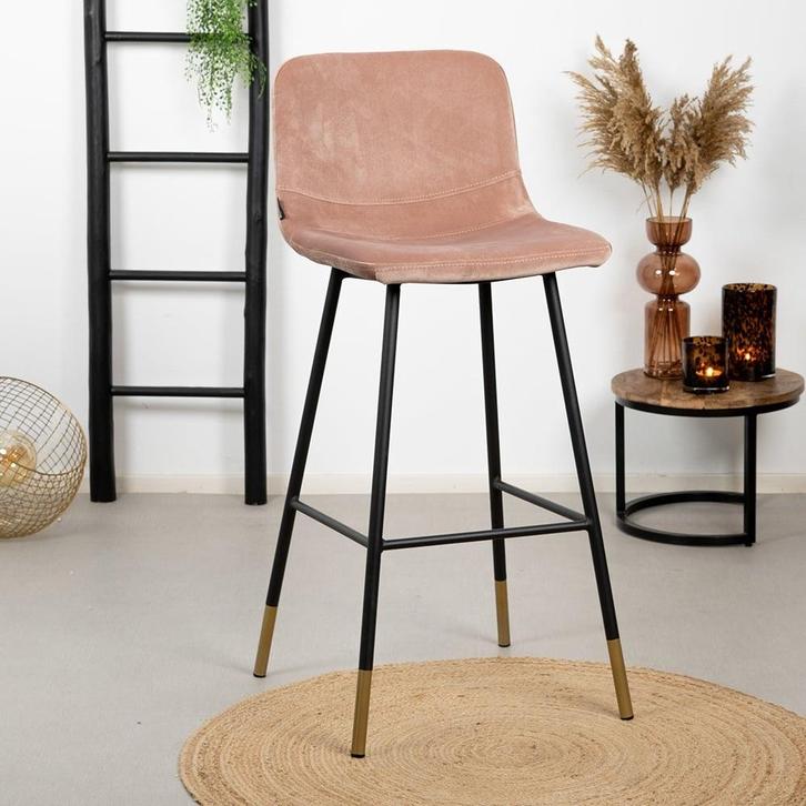 40% Korting: Velvet barkruk Mikky roze 65-78 cm, Huis en Inrichting, Barkrukken, Zo goed als nieuw, Ophalen
