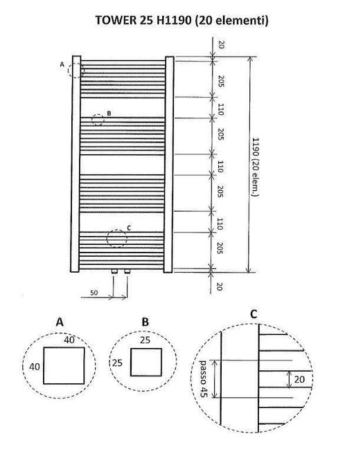 Wiesbaden Tower sierradiator antraciet 1190x600 m/o aansl., Doe-het-zelf en Verbouw, Verwarming en Radiatoren, Ophalen of Verzenden