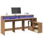 vidaXL Bureau met LED-verlichting 200x104x91 cm hout, Verzenden, Nieuw