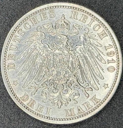 Duitsland, Saksen-Weimar-Eisenach 3 Mark 1910-A (Zonder, Postzegels en Munten, Munten | Europa | Niet-Euromunten