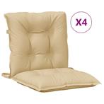 Stoelkussens 4 st lage rug beige - tweedekansje - OP = OP!, Tuin en Terras, Tuinmeubel-accessoires, Ophalen of Verzenden, Nieuw