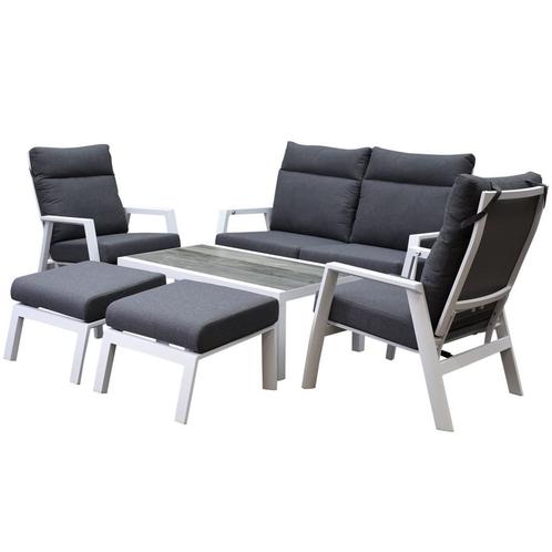 Vegas stoel bank loungeset 6 delig verstelbaar aluminium wit, Tuin en Terras, Tuinsets en Loungesets, Nieuw, Aluminium, Ophalen of Verzenden