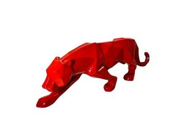 Veiling - Geometrische Panter Sculptuur | Glanzend Rood beschikbaar voor biedingen