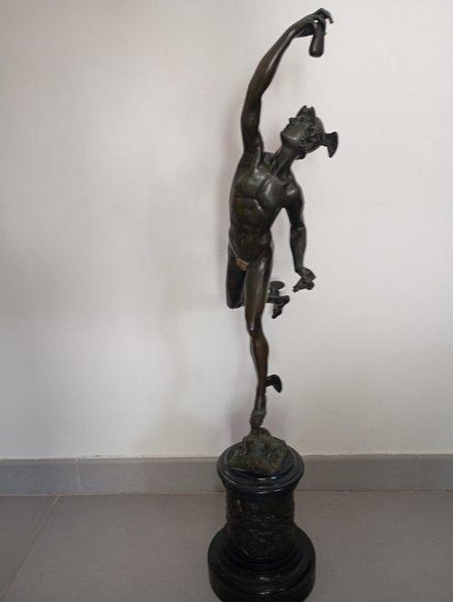 daprès Jean de Bologne - Beeld, Hermès - 80 cm - Brons, Antiek en Kunst, Antiek | Keramiek en Aardewerk