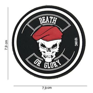 Patch Death or glory zwart wit rood, pvc met klittenband beschikbaar voor biedingen