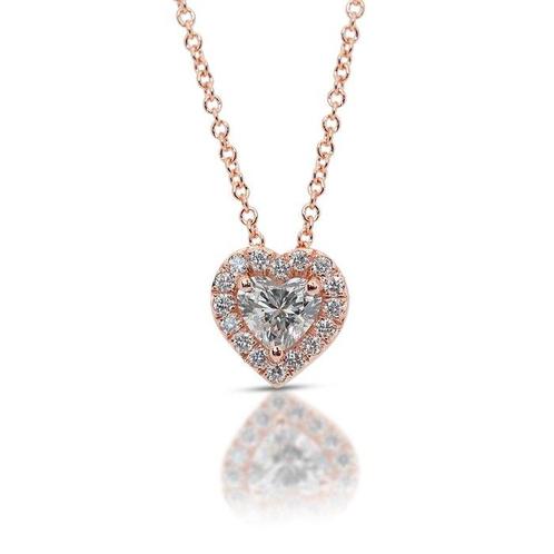 Ketting met hanger - 18 karaat Roségoud -  1.20ct. tw., Sieraden, Tassen en Uiterlijk, Antieke sieraden