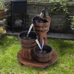 TRUUSK Houten Vat Fontein Met Waterpomp Cascade Fontein Indo, Tuin en Terras, Verzenden, Nieuw