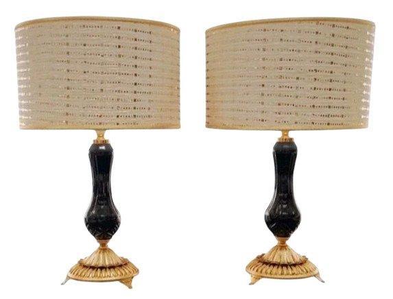Murano glass gilded table lamps - Tafellamp (2) - Verguld, Huis en Inrichting, Overige Huis en Inrichting