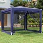 vidaXL Partytent met 4 mesh zijwanden 3x3 m HDPE blauw, Tuin en Terras, Partytenten, Verzenden, Nieuw