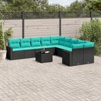 vidaXL 11-delige Loungeset met kussens poly rattan zwart, Tuin en Terras, Tuinsets en Loungesets, Verzenden, Nieuw, Rotan, Loungeset