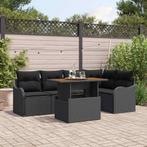 vidaXL Tuin Sofa Set met opslag 6 pcs Zwart Poly riet, Verzenden, Nieuw, Rotan
