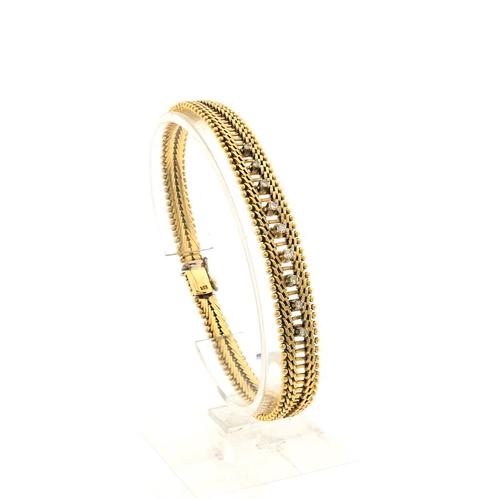 Gouden armband met diamant; 0,21 ct. | 19,5 cm, Sieraden, Tassen en Uiterlijk, Armbanden, Overige kleuren, Gebruikt, Met edelsteen