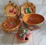 Sarreguemines Barbotine Fruit - Dessertservies (10) -, Antiek en Kunst