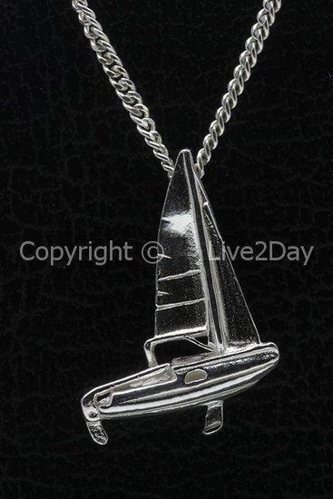 Zilveren Zeilboot met kajuit ketting hanger - 2, Sieraden, Tassen en Uiterlijk, Kettinghangers, Verzenden