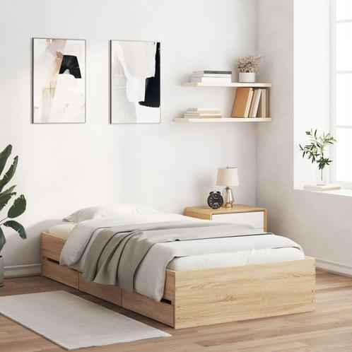 vidaXL Bedframe met lades bewerkt hout sonoma eikenkleurig, Huis en Inrichting, Slaapkamer | Bedden, Bruin, Nieuw, Hout, Verzenden