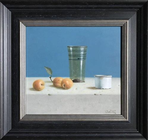 Leo Pors (1952) - Middeleeuws glas en abrikozen - NO RESERVE, Antiek en Kunst, Kunst | Schilderijen | Klassiek