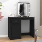 vidaXL Kaptafel met LED 90x50x132,5 cm bewerkt hout zwart, Huis en Inrichting, Tafels | Kaptafels, Verzenden, Nieuw