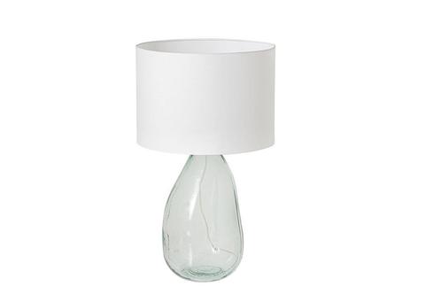 Tafellamp CLASSIC 60cm wit Lampenkap recycled glass - 44495, Huis en Inrichting, Lampen | Tafellampen, Ophalen of Verzenden
