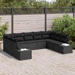 vidaXL Tuin Sofa Set met kussen 9 pcs Zwart Poly riet, Verzenden, Nieuw, Rotan