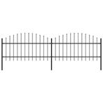 vidaXL Tuinhek met speerpunt staal 359x125 cm zwart, Verzenden, Nieuw, IJzer, 1 tot 2 meter