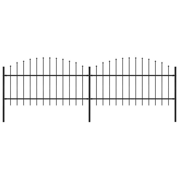 vidaXL Tuinhek met speerpunt staal 359x125 cm zwart, Tuin en Terras, Schuttingen, Nieuw, IJzer, 1 tot 2 meter, Verzenden