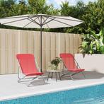 vidaXL Strandstoelen 2 st textileen en gepoedercoat staal, Tuin en Terras, Ligbedden, Verzenden, Nieuw