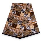 Afrikaanse print stof - Zand Bogolan Mosaic - 100% katoen -, Hobby en Vrije tijd, Stoffen en Lappen, Ophalen of Verzenden, Nieuw