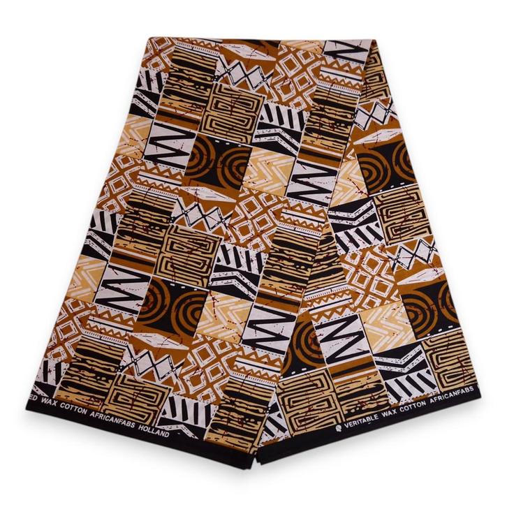 Afrikaanse print stof - Zand Bogolan Mosaic - 100% katoen -, Hobby en Vrije tijd, Stoffen en Lappen, Nieuw, Ophalen of Verzenden