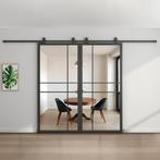 Dubbele stalen schuifdeur 6 Vlaks Helder glas Moderne look, Doe-het-zelf en Verbouw, Kozijnen en Schuifpuien, 75 tot 150 cm, Nieuw