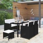 vidaXL 6-delige Tuinset met kussens poly rattan zwart, Tuin en Terras, Tuinsets en Loungesets, 6 zitplaatsen, Nieuw, Tuinset, Verzenden