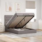 vidaXL Ottoman bed met matras en LEDs 140x190cm stof taupe, Verzenden, Stof, Nieuw, Tweepersoons