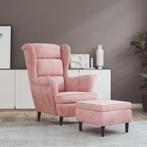vidaXL Fauteuil met voetenbank fluweel roze, Verzenden, Nieuw