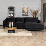 50% Korting: Velvet hoekbank Denver zwart rechts, Ophalen, Zo goed als nieuw, Stof, Velvet chique