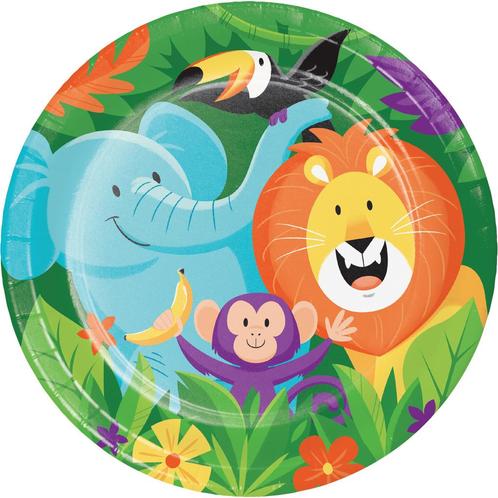 Jungle Borden 23cm 8st, Hobby en Vrije tijd, Feestartikelen, Nieuw, Verzenden