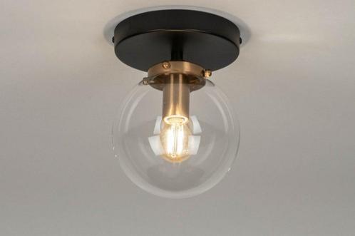 Rietveld Plafondlampen - Zwart, Goud - Glas, Metaal, Huis en Inrichting, Lampen | Plafondlampen, Verzenden