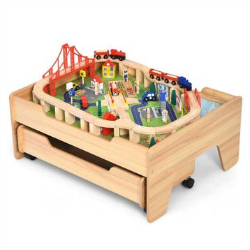 Costway 2-in-1 Houten Montessori Treinset En Speeltafel Met beschikbaar voor biedingen