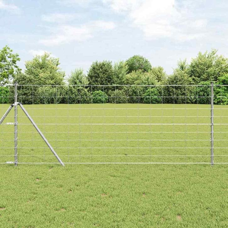 vidaXL Weidehekwerk Grijs 1 x 10 m Staal, Tuin en Terras, Schuttingen, Nieuw, IJzer, Verzenden