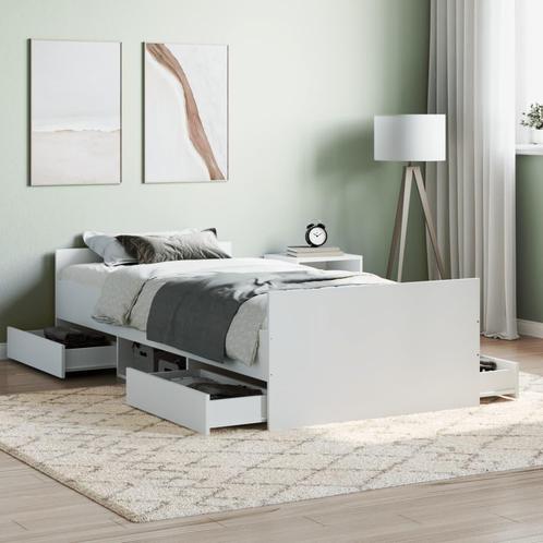 vidaXL Bedframe met hoofd- en voeteneinde wit 90x200 cm, Huis en Inrichting, Slaapkamer | Bedden, 90 cm, 200 cm, Wit, Eenpersoons