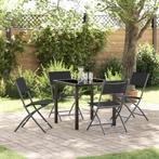 vidaXL Tuin Eetset Vouw 5 pcs Zwart Textilene en staal, Verzenden, Nieuw, Textileen