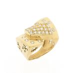 Gouden ring met zirconia, Sieraden, Tassen en Uiterlijk, Ringen, 18 tot 19, Gebruikt, Overige kleuren, Ophalen of Verzenden