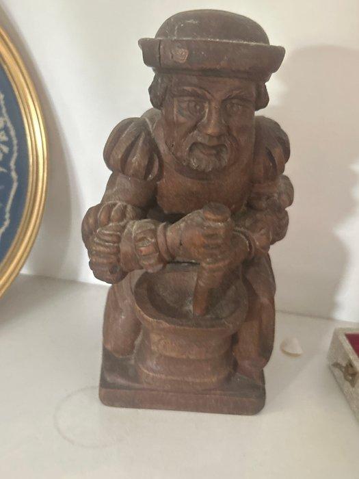 Figuur - Franse eikenhouten statuette van de apotheker van, Antiek en Kunst, Curiosa en Brocante