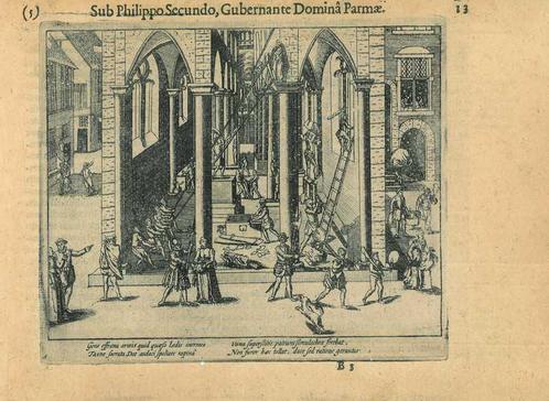 Historische prent van Antwerp, Antiek en Kunst, Kunst | Etsen en Gravures