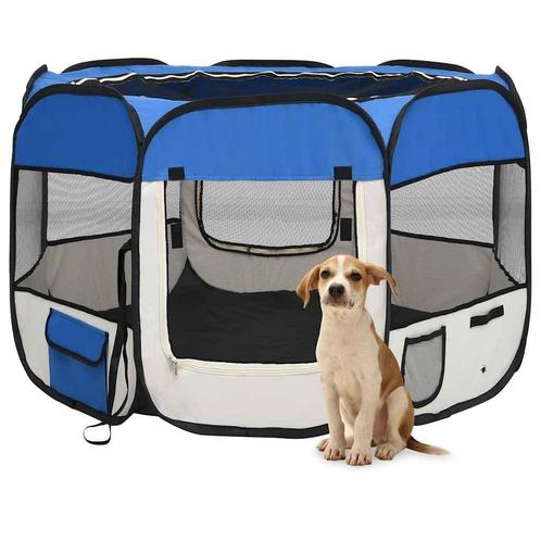 vidaXL Hondenren inklapbaar met draagtas 90x90x58 cm blauw, Dieren en Toebehoren, Honden-accessoires, Nieuw, Verzenden