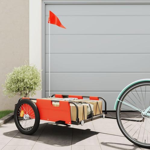 vidaXL Fietstrailer oxford stof en ijzer oranje, Fietsen en Brommers, Fietsaccessoires | Aanhangers en Karren, Nieuw, Verzenden