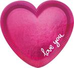 Amscan Borden Hartvormig Meisjes 20 Cm Karton Roze 6 Stuks, Ophalen of Verzenden, Nieuw