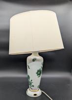 Lamp - Vintage porseleinen lamp met groene bloemendecoratie