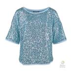 Kocca • blauwe t-shirt met pailletten • XL, Kleding | Dames, Tops, Nieuw, Blauw, Kocca, Maat 46/48 (XL) of groter
